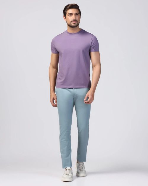 Crew Neck Purple Solid T-Shirt