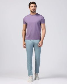 Crew Neck Purple Solid T-Shirt