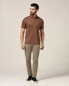 Polo Brown Melange Solid T-Shirt