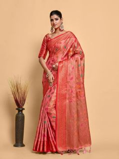 Women's Woven Design Banarasi Art Silk Saree With Blouse Piece